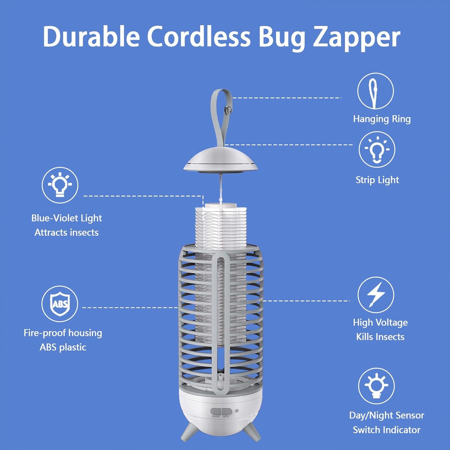 Portaout Electric Trap Outdoor Rechargeable 2 in 1 Wireless Mosquito Killer Lamp for Home, Garden, Campsite