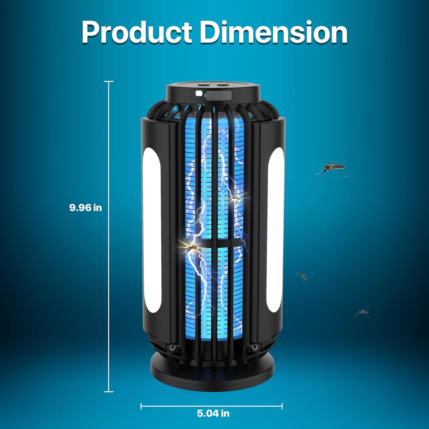 Bug Zapper Outdoor, Solar Bug Zapper with 3 Solar Panels, IP65 Zapper Indoor for Home, 3600mAh Mosquito Killer for Backyard