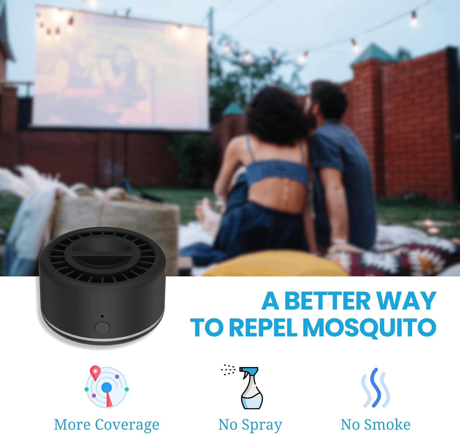 Mosquito Repellent Outdoor Patio, Bug Repellent Outdoor Portable Insect Repeller Rechargeable Mosquito Deterrent Device Camping Hiking (Black, 2 Refills)