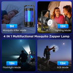 Bug Zapper Outdoor & Indoor, 4200V Electric Mosquito Zapper, 4 in 1 Fly Trap with 5000mAh Battery & LED, Portable & Rechargeable Mosquito Killer for Outdoor Patio, Camping