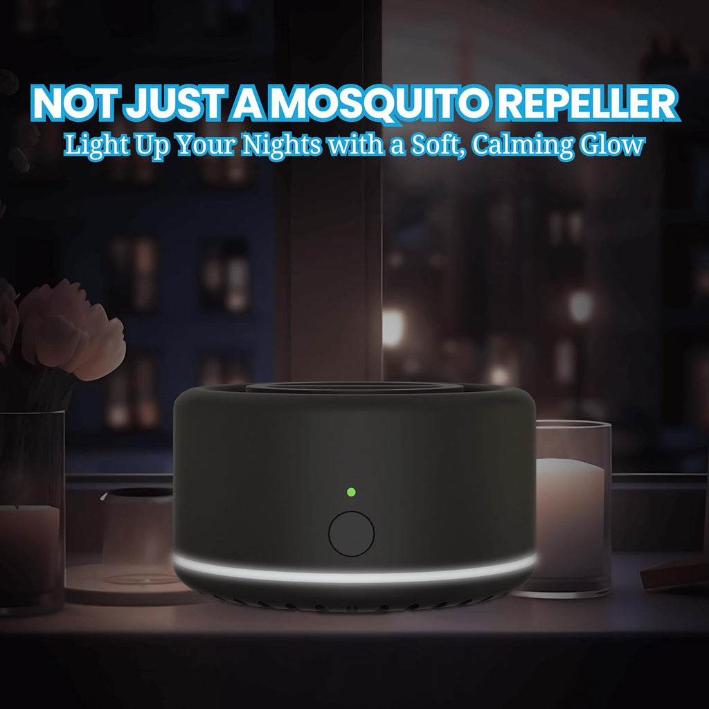 Mosquito Repellent Outdoor Patio, Bug Repellent Outdoor Portable Insect Repeller Rechargeable Mosquito Deterrent Device Camping Hiking (Black, 2 Refills)