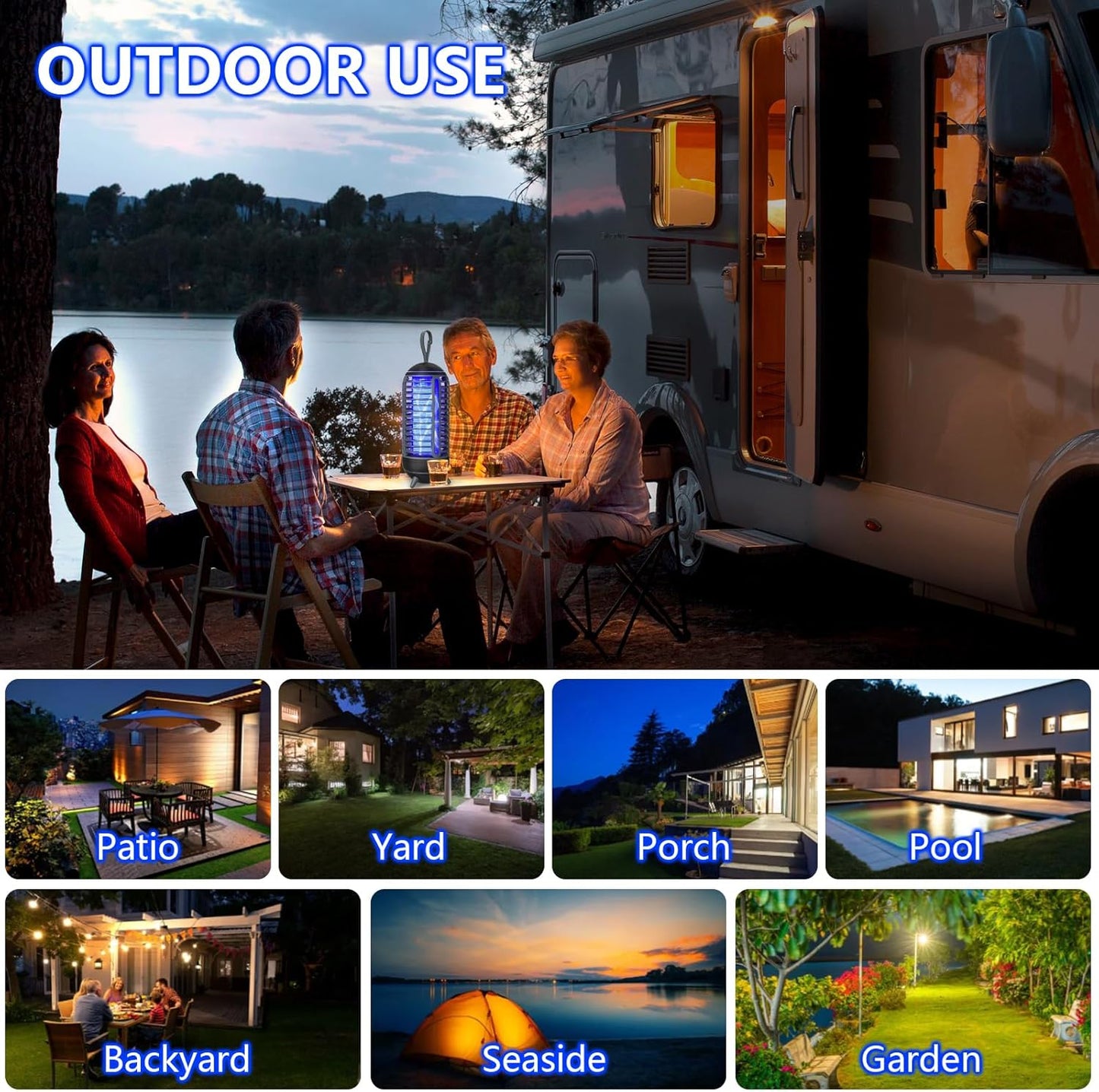 Portaout Electric Trap Outdoor Rechargeable 2 in 1 Wireless Mosquito Killer Lamp for Home, Garden, Campsite