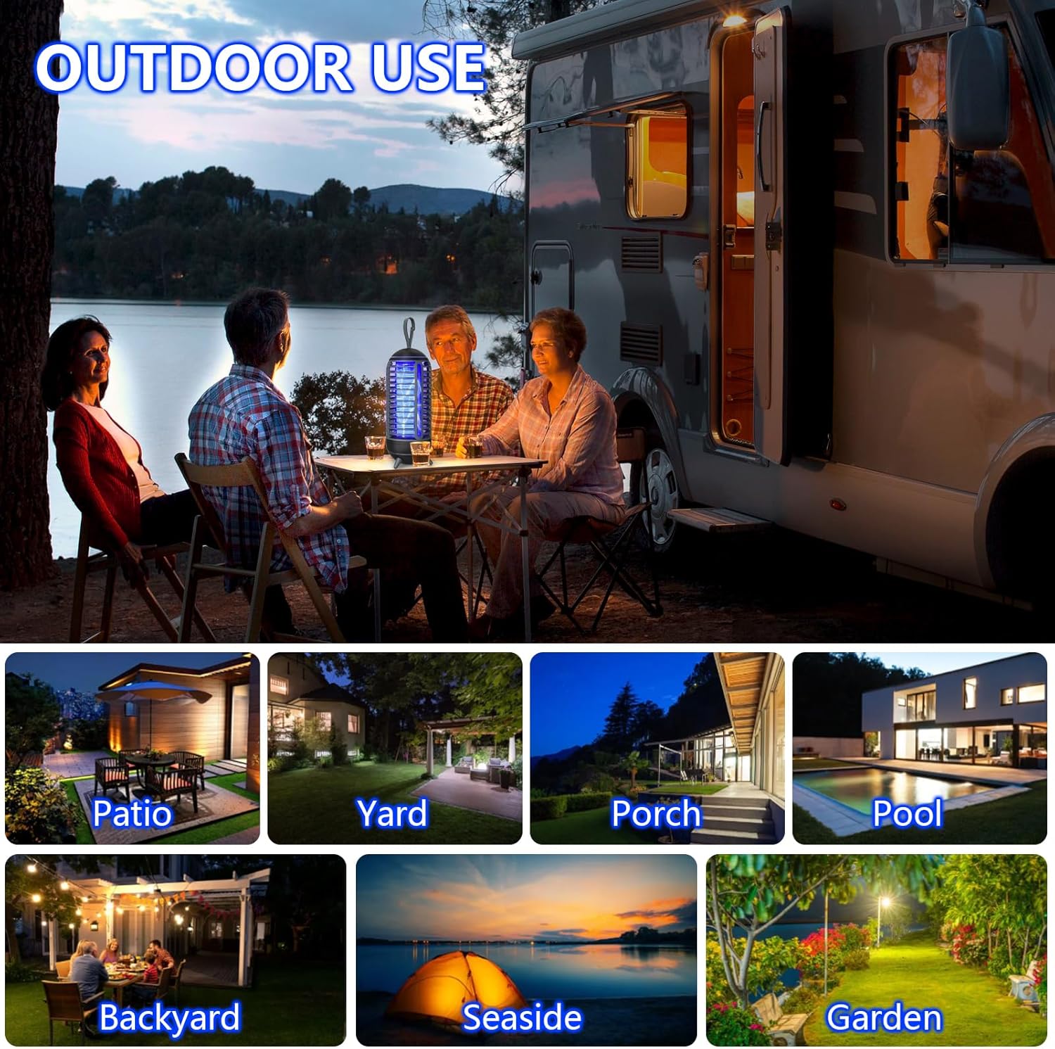 Bug Zapper Outdoor Rechargeable 2 in 1 Wireless Mosquito Killer Lamp 2500mAh Electric Trap Ideal Bug Zapper Indoor for Patio, Home, Backyard, Yard, Garden, Campsite (White)