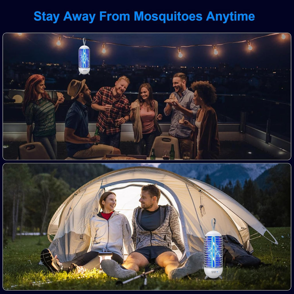 Bug Zapper Outdoor Rechargeable 2 in 1 Wireless Mosquito Killer Lamp 2500mAh Bug Zapper Electric Trap Ideal Fly Zapper Indoor for Patio, Home, Backyard, Yard, Garden, Campsite (Black) 1
