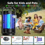 Bug Zapper Outdoor & Indoor, 4200V Electric Mosquito Zapper, 4 in 1 Fly Trap with 5000mAh Battery & LED, Portable & Rechargeable Mosquito Killer for Outdoor Patio, Camping